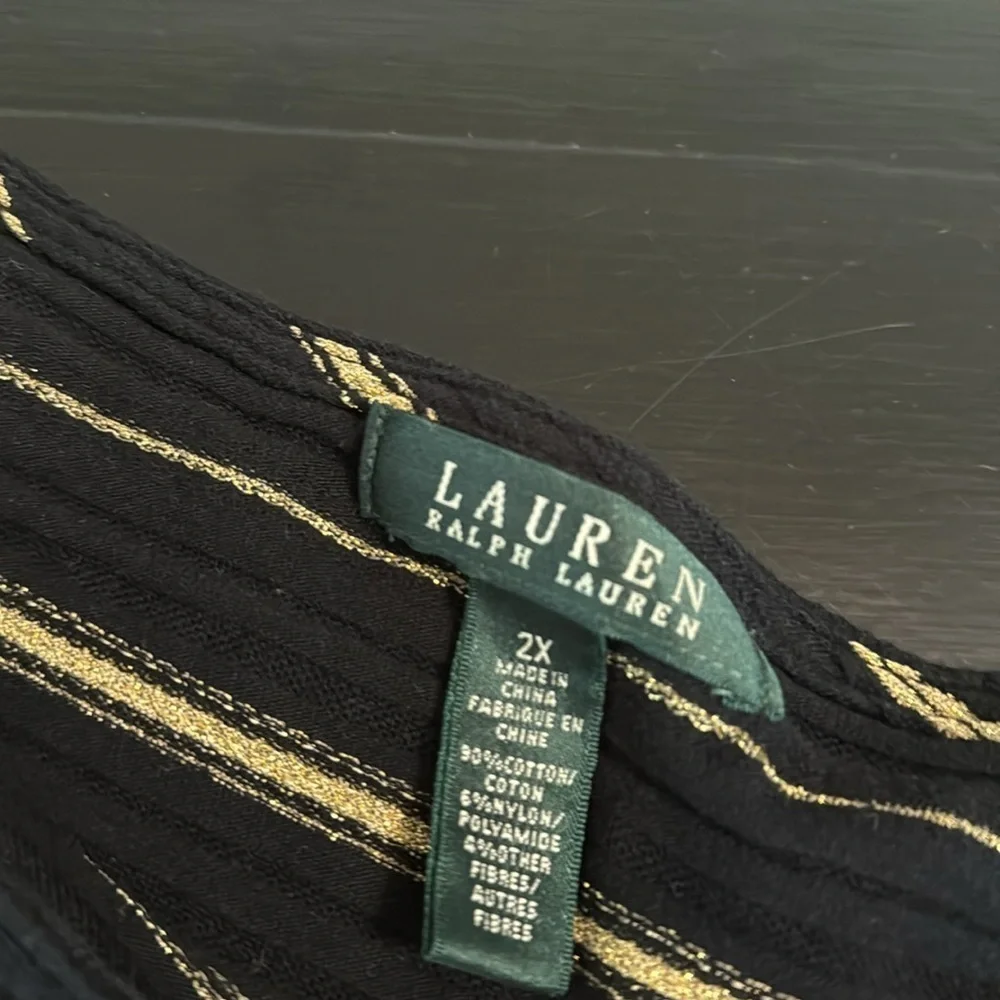Lauren‎ Ralph Lauren Striped Black and Gold Top